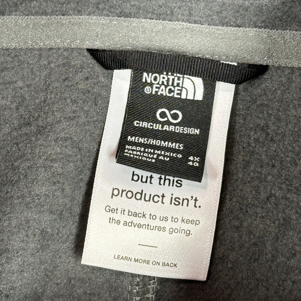 The North Face Mens Big‎ Fringe 1/2 Zip Fleece Smoked Pearl Heather 4X NF0A84JR